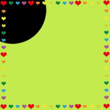 a green background with colorful hearts and arabic writing on it
