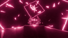 a glowing red square with a triangle in the middle of it