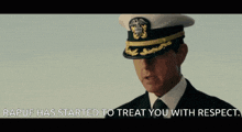 a man in a military uniform salutes with the words rapuf has started to treat you with respect below him
