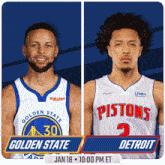 the golden state warriors and the pistons are playing a game on january 18