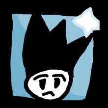 a black and white drawing of a cartoon character with a crown and a star .