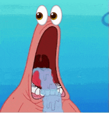 a cartoon of patrick star with his mouth wide open