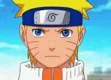 a close up of a cartoon character wearing a headband with a symbol on it .