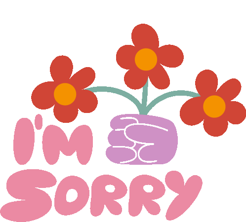 Im Sorry Purple Hand Holding Red Flowers Next To Im Sorry In Pink Bubble Letters Sticker - Im Sorry Purple Hand Holding Red Flowers Next To Im Sorry In Pink Bubble Letters Forgive Me Stickers