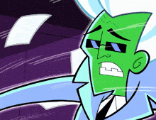 a cartoon drawing of a man with glasses and a g on his forehead