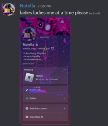 a screenshot of a discord conversation between nutella and another person