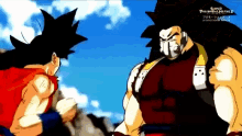 a cartoon of a man standing next to another man that says super dragon ball heroes on the bottom