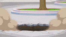 a cartoon drawing of a hole in the ground