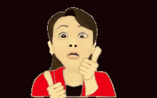 a cartoon of a woman giving a thumbs up sign