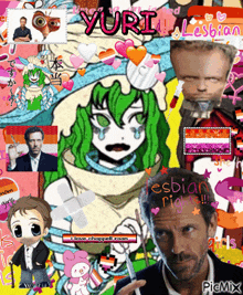 a collage of images with yuri written on the top