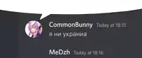 a speech bubble says commonbunny today at 18:15 and medzh today at 1816