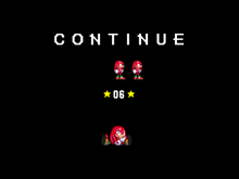 a screenshot of a video game with knuckles and the words continue above them