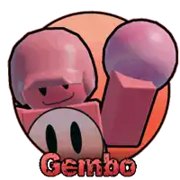 a cartoon drawing of a pig with the word gembo on the bottom