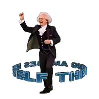 a man in a suit is dancing in front of a sign that says ' ma o ' night sees hims '