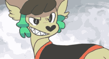 a cartoon drawing of a deer with a heart on its chest
