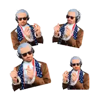 a man wearing headphones and sunglasses says ' mmmmhhhh ' on a white background