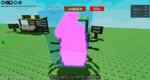 a screenshot of a video game with the words seeds garden sell and gear shop