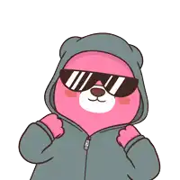 a cartoon bear wearing sunglasses and a hoodie