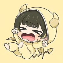 a drawing of a baby wearing a devil costume with horns