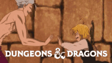 a poster for dungeons and dragons shows a man and a girl