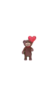 a teddy bear is holding a red heart and waving