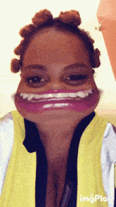 a woman is making a funny face using a gif maker called imgplay