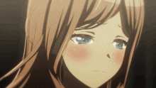 a close up of a girl 's face with her eyes closed