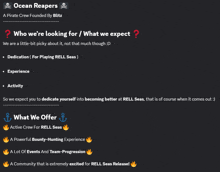 a pirate crew founded by blitz is looking for people to join their team