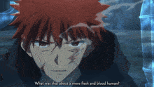 a cartoon character says what was that about mere flesh and blood human