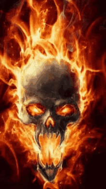 skull on fire calaca calabera fuego