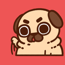 a cartoon of a pug dog scratching his face