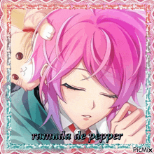 a picture of a girl with pink hair has the name ramuda de pepper on it