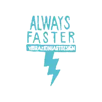 a logo for always faster vibrazioniartdesign with a blue lightning bolt