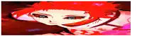 a cartoon character with red hair and blue eyes is looking at the camera .