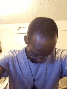 a man 's head is visible in a blurry photo