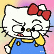a drawing of hello kitty with a bow on her head