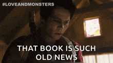 a man is reading a book and says that book is such old news .