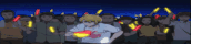 a group of people with glow in the dark sticks are gathered around a man