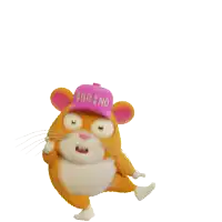 a cartoon hamster wearing a pink hat that says sgp tnd