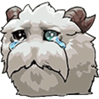 a cartoon drawing of a sheep with horns and a sad face .