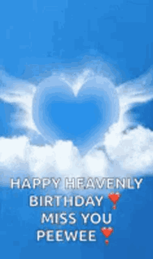 heart heavenly clouds miss you happy birthday