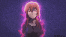 a picture of a girl with red hair and the words nods sama on the bottom right