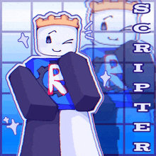 a cartoon character with a crown and the word scripter on the bottom right