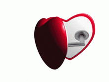 a heart shaped mirror with a cat on it