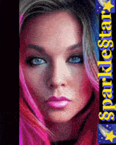 a close up of a woman 's face with the words sparklestar on the bottom right