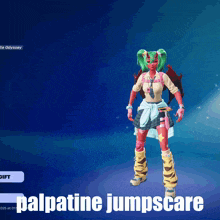 a digital image of palpatine jumpscare is displayed on a blue background