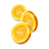 three gold coins are stacked on top of one another