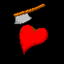 a pixel art of a red heart and an arrow