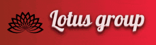a logo for lotus group with a black lotus flower
