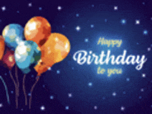 a birthday card with balloons and the words happy birthday to you on it